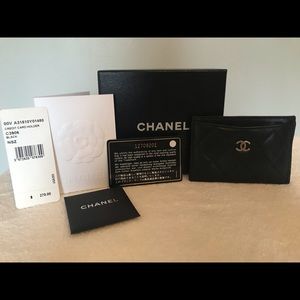 Authentic Chanel Black Lambskin Card Holder
